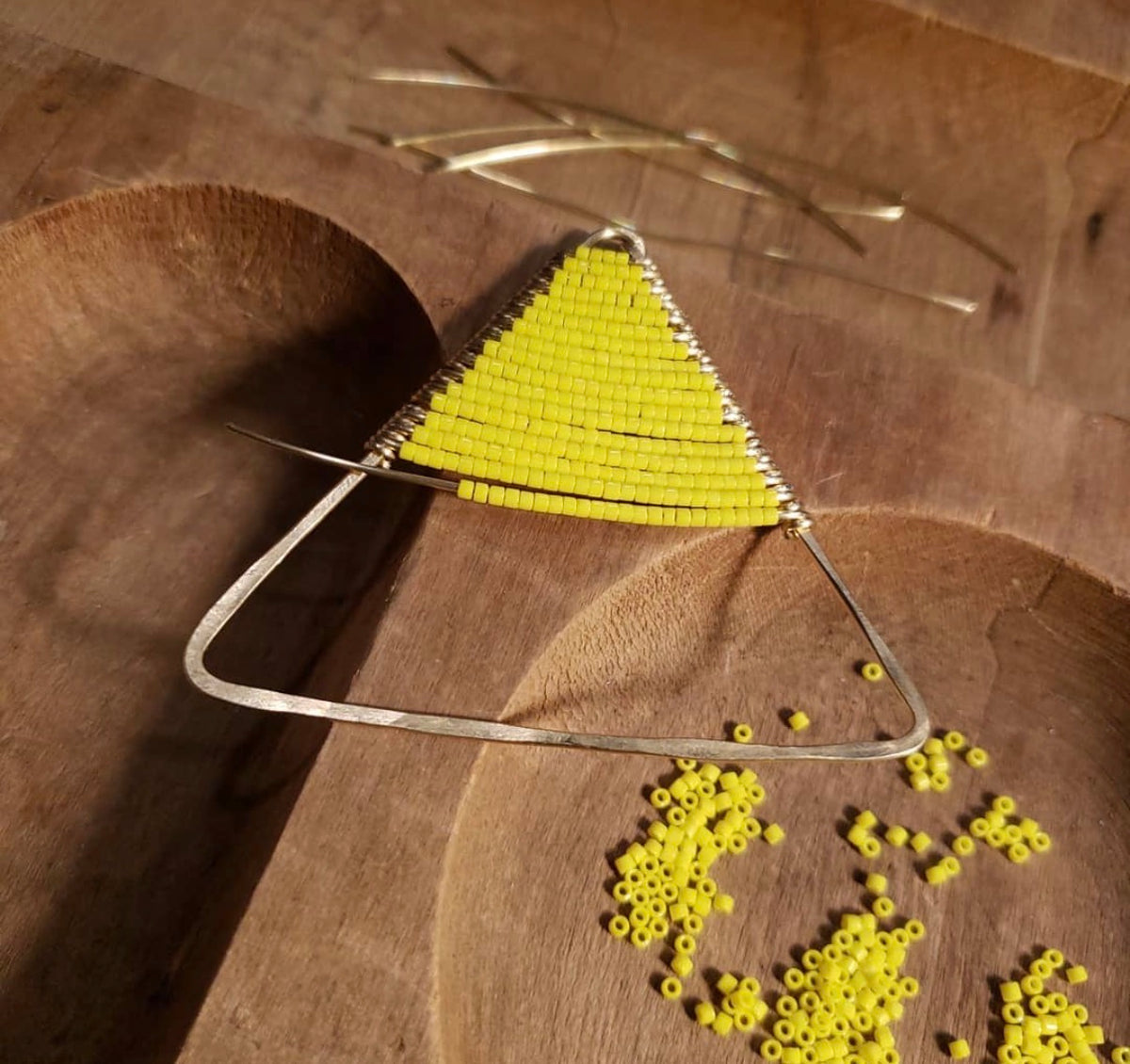 Pyramid Earrings in Yellow